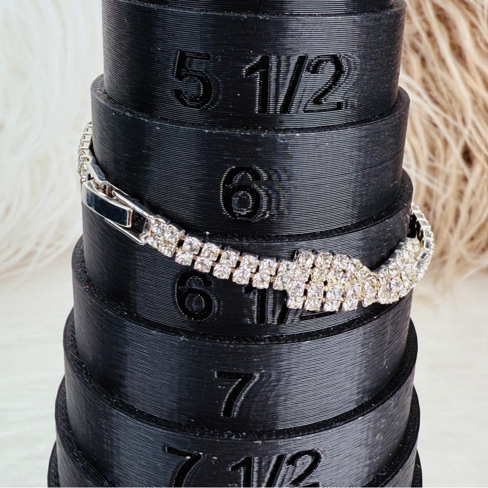 Elegant Silvertone Rhinestone Dressy Bracelet View 3